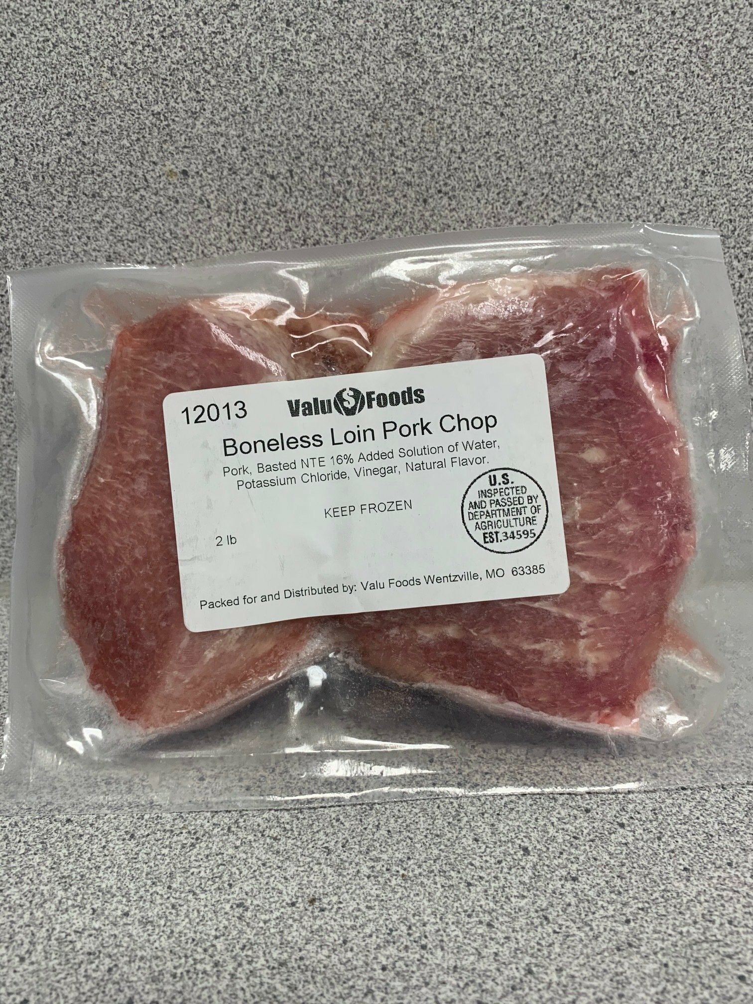 Raw Center Cut Boneless Pork Chops 2lbs Valu Foods 4188